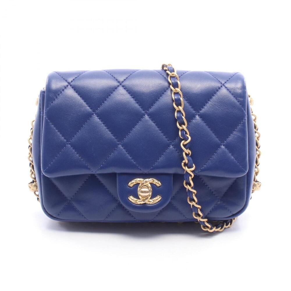 Chanel Matelassé Mini Shoulder Bag/Handbag, Lambskin Leather, Women's, Blue